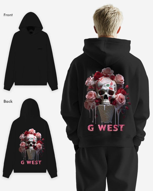 G West Mens Ice Cream Skull Oversize Hoodie